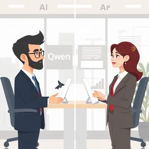 side-by-side animated charts comparing three AI models, Qwen 3
