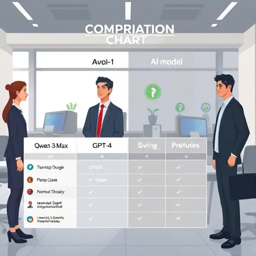 modern animated comparison chart showing different AI models like Qwen 3-Max, GPT-4