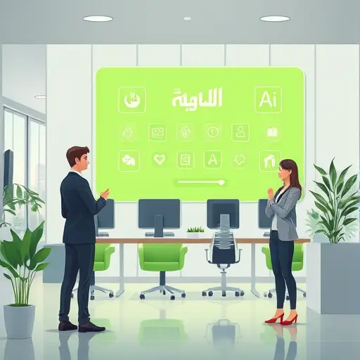 Persian user interface for AI platform, animated style, featuring AI icons, green accent colors, no text