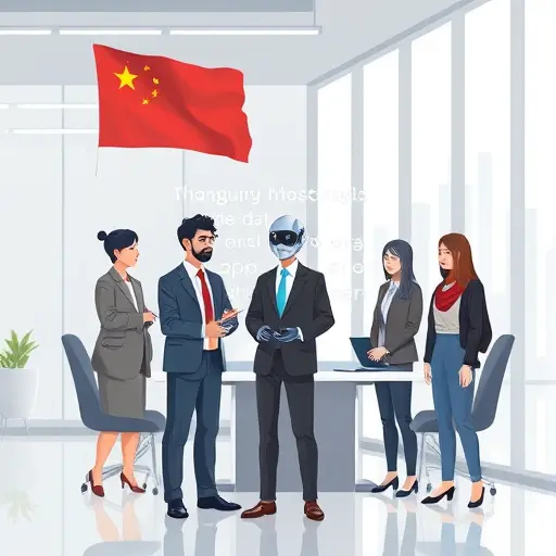 modern illustration of an Iranian AI platform connecting Chinese GLM-4.5