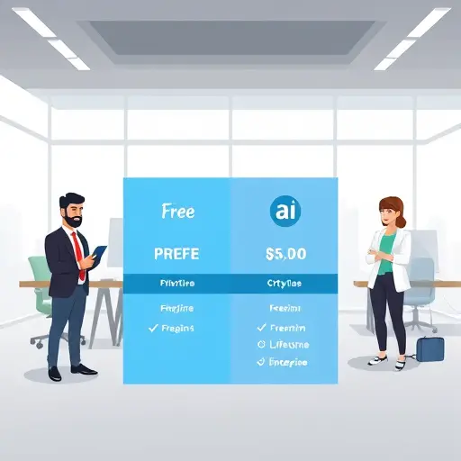 clean comparison illustration of pricing tiers for AI logo makers: free, freemium, monthly subscription, lifetime, enterprise;/