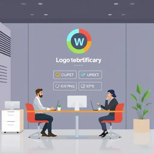 flat illustration of logo export panel showing SVG, PNG, EPS icons, with checkboxes for RGB/