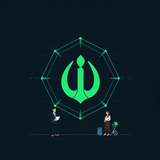 monogram logo construction on geometric grid, minimalist vector illustration, dark background with green accent (#94d3a2)