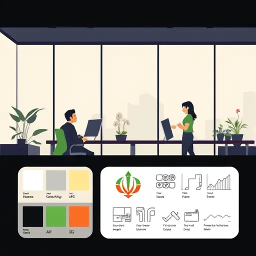 abstract color palette and typography guide for a logo design, swatches with green accents, geometric logo symbol sketches, dark UI, sleek and minimal, no text