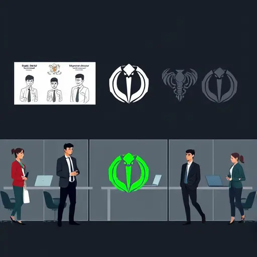 sequence of AI-generated logo sketches evolving into a clean vector mark, dark UI style, minimal geometric shapes, green accents matching #94d3a2