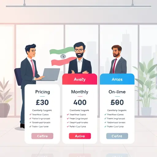 pricing tiers illustration with three cards (free, monthly, one-time)