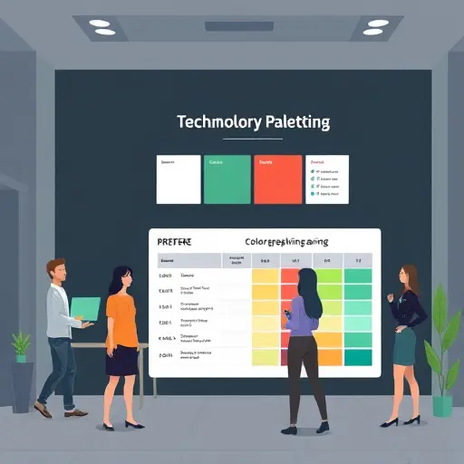 animated illustration of a color palette with swatches and a typography pairing chart on a dark #171717 background, accent green #94d3a2
