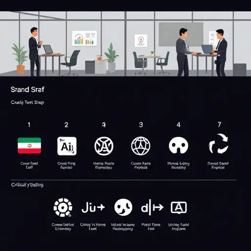 step-by-step storyboard of AI turning brand brief into logo sketches, minimal geometric icons, iterative refinement arrows; clean dark theme; text-free