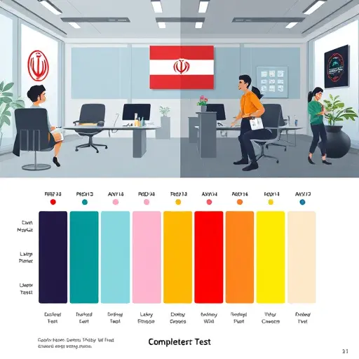 illustrated color palette wheel with contrast test panels for logos on light and dark backgrounds, WCAG-