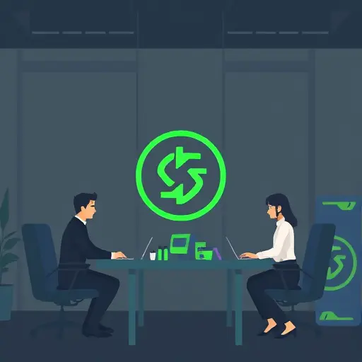 clean animated illustration of logo licensing types (CC0, royalty-free, commercial use), icons for font, icon, and AI output, dark theme with green accents matching #94d3a2
