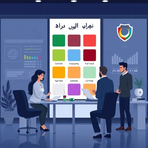 color palette swatches with hex codes on a dark UI, abstract logo icons (leaf, cup, shield)