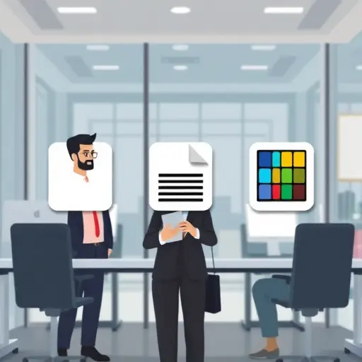 animated illustration of file format icons labeled as generic symbols (vector icon, raster icon, color palette)