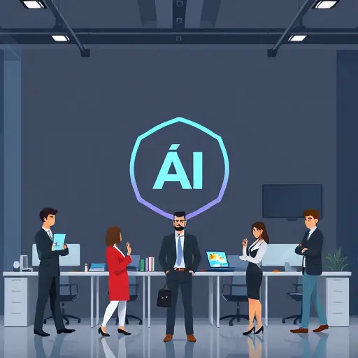 animated illustration showing different audiences for AI logo:
