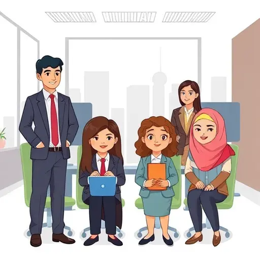 cartoon-style icons representing audiences: