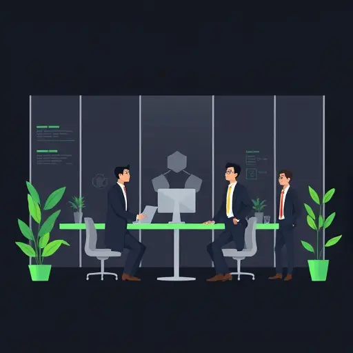 abstract prompt tips illustration for AI logo design, icons for color, font, style, constraints, dark background, green accent, clean, text-free