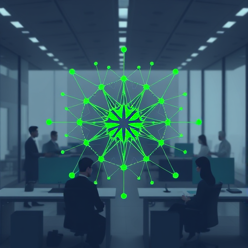 abstract neural network forming a geometric logo mark, green accent matching #111111