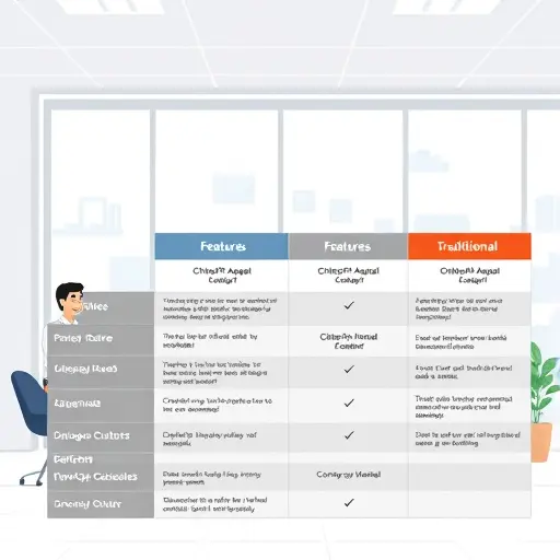 clean illustrated table showing feature comparison between AI platforms (ChatGPT Agent, traditional models, Iranian AI solution)