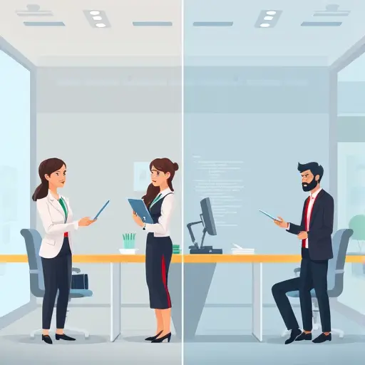 conceptual illustration of traditional proofreading vs. AI-powered spell check, two side-by-side panels: one with human red-