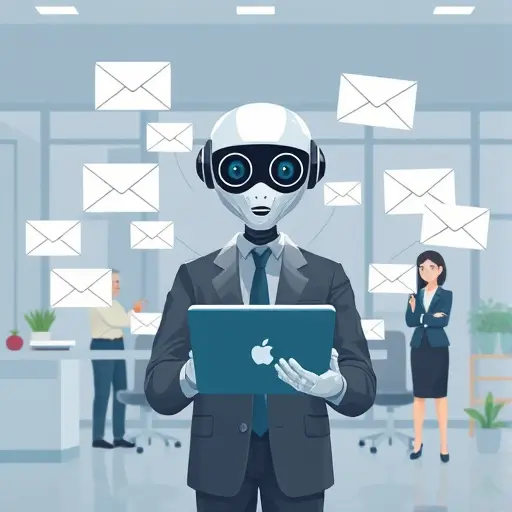 modern animated illustration of an AI agent handling multiple email-