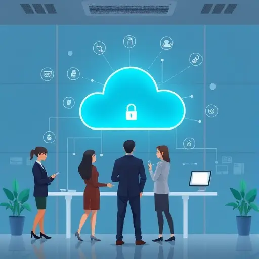 abstract illustration showing secure cloud-
