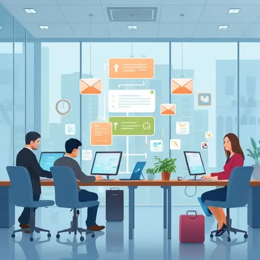 animated scene of diverse email scenarios with AI-