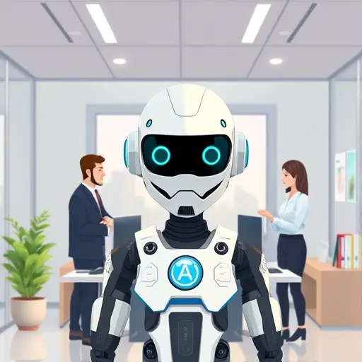 cartoon illustration of an AI-