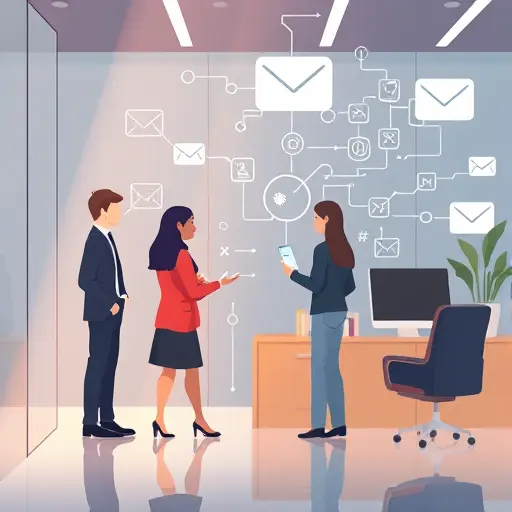 abstract technology illustration showing email automation, AI circuits, and time-