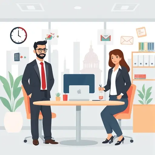 flat style illustration, email automation and AI icons with time-